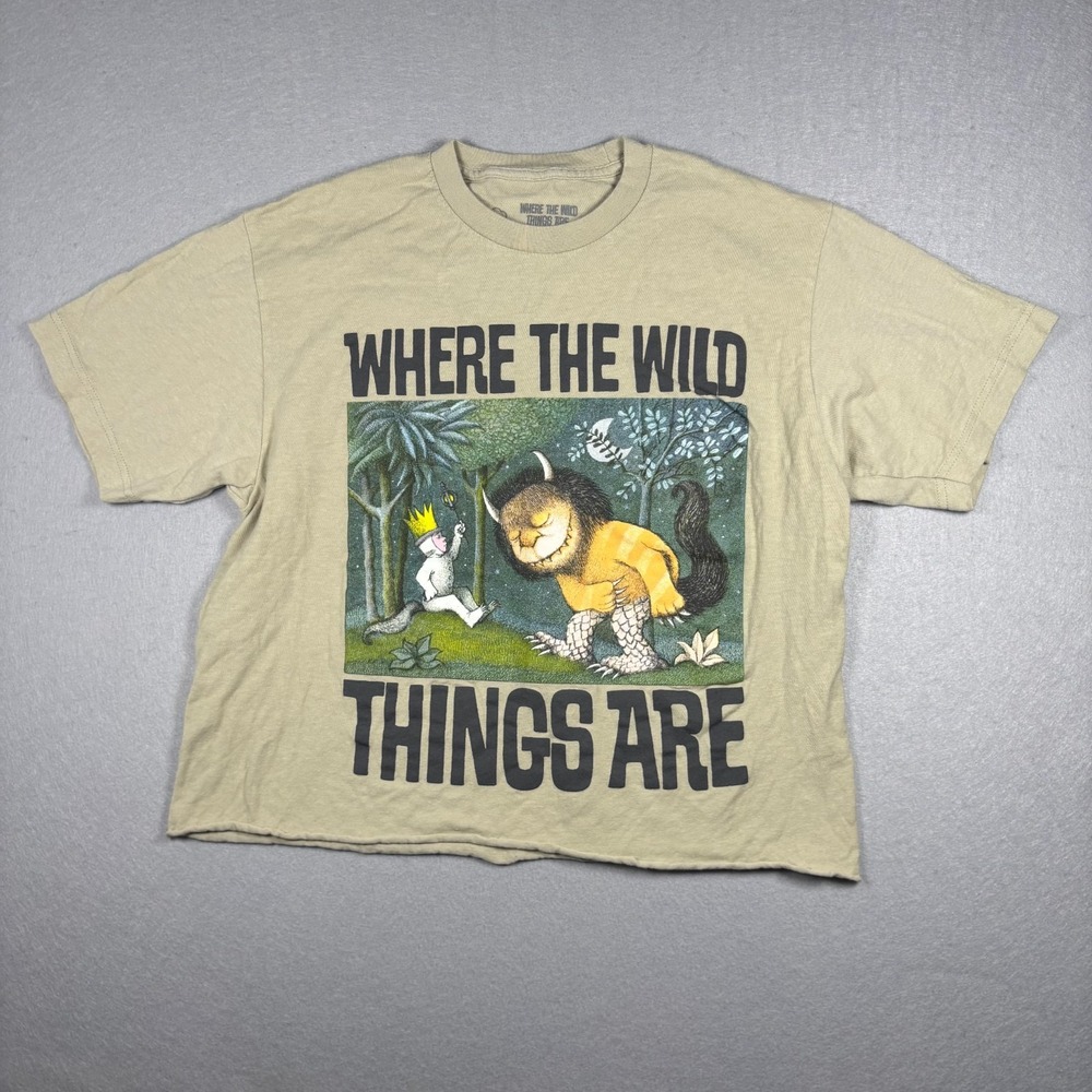 Where The Wild Things Are Graphic Tee Size Medium M Cropped Crop Top Shirt Beige